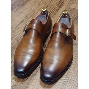 Crockett & Jones "Monkton" Men’s Single Monk Strap 10D Brown Leather Dress Shoes